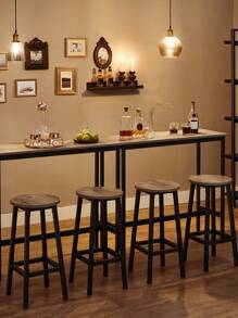 VASAGLE Set Of 2 Bar Stools High Kitchen Stools, Sturdy Steel Frame, 65 Cm Long, Easy Assembly, Industrial Style, Greige And Black - Black - View 2