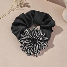 1入閃亮灰色多層花朵設計女士頭髮圈,適用於日常使用 - 黑與白 - 查看 6