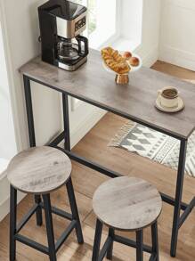 VASAGLE Set Of 2 Bar Stools High Kitchen Stools, Sturdy Steel Frame, 65 Cm Long, Easy Assembly, Industrial Style, Greige And Black - Black - View 5