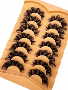 HBZGTLAD 7對/套假睫毛- 5d蓬鬆貂毛睫毛 &貓眼造型睫毛 &8d捲曲睫毛-具有吸引力的長粗睫毛 - 眼尾拉長款 - 查看 5