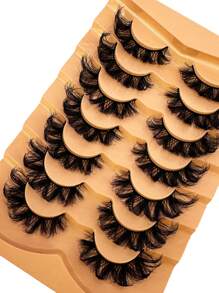 HBZGTLAD 7對/套假睫毛- 5d蓬鬆貂毛睫毛 &貓眼造型睫毛 &8d捲曲睫毛-具有吸引力的長粗睫毛 - 眼尾拉長款 - 查看 8