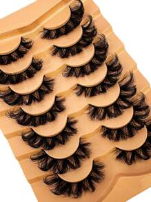 HBZGTLAD 7對/套假睫毛- 5d蓬鬆貂毛睫毛 &貓眼造型睫毛 &8d捲曲睫毛-具有吸引力的長粗睫毛 - 眼尾拉長款 - 查看 3