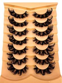 HBZGTLAD 7對/套假睫毛- 5d蓬鬆貂毛睫毛 &貓眼造型睫毛 &8d捲曲睫毛-具有吸引力的長粗睫毛 - 眼尾拉長款 - 查看 7