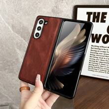 Pc塑料硬殼，pu皮革表面手機殼，適用於三星Galaxy Z Fold5 4 3 5g - 墨綠色 - 查看 6