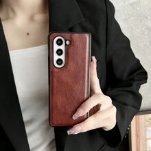 Pc塑料硬殼，pu皮革表面手機殼，適用於三星Galaxy Z Fold5 4 3 5g - 墨綠色 - 查看 10