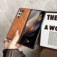 Pc塑料硬殼，pu皮革表面手機殼，適用於三星Galaxy Z Fold5 4 3 5g - 墨綠色 - 查看 4