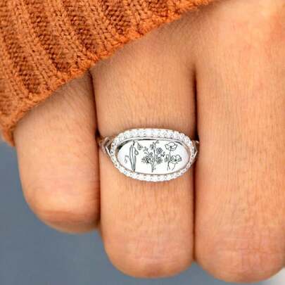 1入組魅力四射花細節方晶鋯石裝飾銀婚戒適合女士日常裝飾