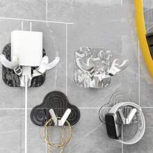 Light Luxury Multi-Functional Antler Hook Kitchen And Bathroom Wall Entrance Door Behind The Non-Marking No-Drill High Bearing Glacier Grain Hook - Silver - View 1