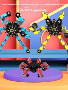 1pc Newest Design Stress Relief Finger Tip Gyro Night Light Gyro Transformation Toy For Cross-Border - Purple - View 7