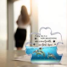 1 Piece Sea Animal Acrylic Double Sided Sign, Puzzle Shape Acrylic Sign Decoration, Home Office Decoration, Inspirational Warm Quotes - Clear - View 6