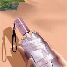 1pc Retro-Style Double-Layered Thickened Sun Umbrella, Uv & Rain Protective, Foldable For Both Sunny And Rainy Days - Deep Blue Sea Of Flowers - View 5