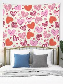 1pc Valentine'S Day Hearts Pattern Printed Tapestry - Multi-color - View 4