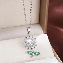 1pc Copper Sunflower Design Elegant Women's Necklace - Multicolor - View 8