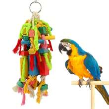 大型和小型鸚鵡咬木玩具,鸚鵡籠裝咬玩具,鳥塊結撕裂玩具,掛飾鸚鵡吊床籠附件,適用於印尼鸚鵡、小鸚鵡、愛情鳥、非洲灰鸚鵡用品 - 彩色 - 查看 1