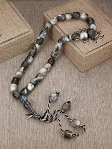 1條時尚多彩12mm 33顆禮拜珠手鍊,手工編織繩製成,男士簡單風格,占卜禮拜裝飾 - 串珠手鍊 - 查看 3