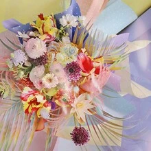 20入組雙面波點花卉包裝紙,適用於花束 - 青柚色 - 查看 8