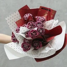 20入組雙面波點花卉包裝紙,適用於花束 - 青柚色 - 查看 9