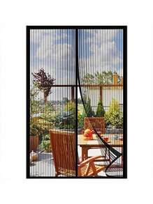 1入組聚酯纖維門簾磁性柔軟紗簾防磨磁條夏季防蚊加密刺繡紗簾柔軟門簾自粘門簾不帶彩邊 - 黑色 - 查看 2