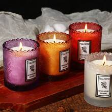 压花蕾丝杯天然植物蜡,持久,浪漫礼物,无烟蜡,适用于卧室装饰,ins风格 - 紅色 - 查看 3