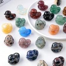 天然水晶可愛鴨子雕像手工藝品家居裝飾靈氣治療水晶雕刻寶石雕像 - 拉長石 - 查看 6