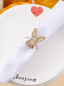 2-12 bucăți inele de șervețel în formă de cap de iepuraș auriu, decor pentru masă de Paște - Bronz - Vizualizare 4