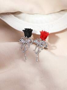 Rose Open Ring Female Fashion High-End Index Finger Ring Sweet Cool Elegant Adjustable Hand Jewelry Valentine's Day Gift - Red - View 4