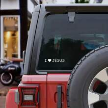 1入組白色「我愛」心形貼紙,汽車貼紙 - 白色 - 查看 4