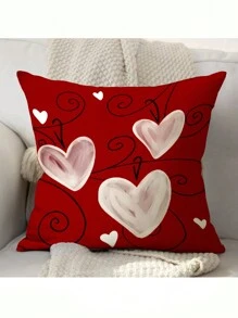 1pc Valentine'S Day Short Plush Polyester Pillowcase Sofa Cushion Cover - Multicolor - View 1