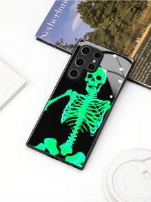 骷髏紋鋼化玻璃手機殼,兼容蘋果、三星等機型 - 彩色 - 查看 4