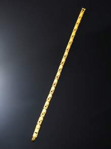 1 件 5 毫米扁平方形链条男士嘻哈风格个性化日常佩戴男友礼物手链 - 銀色 - 查看 3