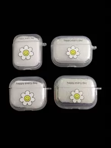 可爱笑脸耳机盒带挂钩，兼容苹果耳机型号，保护套 - 無色 - 查看 6