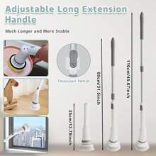 電動旋轉刷,無線動力旋轉刷帶有6個可更換刷頭,適用於浴室,可充電地板刷,用於汽車,地板,瓷磚,浴缸的電動清潔刷 - 白色 - 查看 2