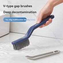1入浴室清潔工具 - 2合1捲毛夾和地板刷,硬毛刷用於清潔瓷磚縫隙和狹小的空間 - 藍色 - 查看 3