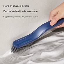 1入浴室清潔工具 - 2合1捲毛夾和地板刷,硬毛刷用於清潔瓷磚縫隙和狹小的空間 - 藍色 - 查看 5