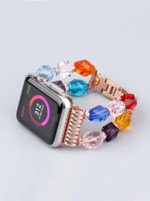 1入組女性多彩寶石和鑽石裝飾掛飾帶，適用於Apple Watch 38/40/41/42/44/45/49毫米，適用於Ultra/Se/S9/8/7/6/5/4/3/2/1系列，適用於所有季節 - 彩色 - 查看 2