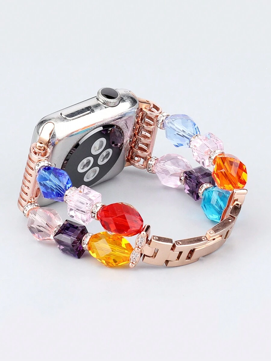 1入組女性多彩寶石和鑽石裝飾掛飾帶，適用於Apple Watch 38/40/41/42/44/45/49毫米，適用於Ultra/Se/S9/8/7/6/5/4/3/2/1系列，適用於所有季節 - 彩色 - 查看 1