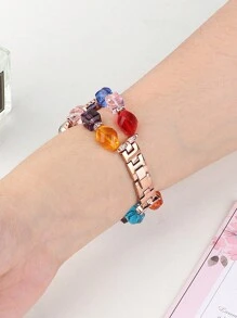 1入組女性多彩寶石和鑽石裝飾掛飾帶，適用於Apple Watch 38/40/41/42/44/45/49毫米，適用於Ultra/Se/S9/8/7/6/5/4/3/2/1系列，適用於所有季節 - 彩色 - 查看 7