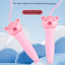 1pc Cartoon Animal Jump Rope, Anti-Slip Skidding Pattern, Outdoor Sports Toy For Jumping And Skipping - Pink - View 1