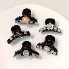 2 Miếng Của phụ nữ Thanh lịch & Đúng mốt Mini Móng vuốt tóc Kẹp Với Pha lê & Trang trí ngọc trai , Hoàn hảo Đối với Ngày đêm , Buổi tiệc Và Mặc hàng ngày - Hoa bốn cánh [kẹp trong suốt] - Xem 3