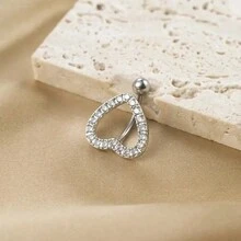 1pc Fashionable Heart Shaped Navel Ring, Suitable For Women's Daily Wear - Heart Shaped Belly Button Ring - View 4