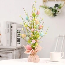 1個創意復活節蛋裝飾樹,家庭晚會場景桌面裝飾 - 彩色 - 查看 3