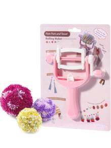 Fabricantes De Borlas, Pompón Rosa De Plástico Y Máquina Rodante De Borlas, Herramienta De Bricolaje, Herramienta De Borlas Hecha A Mano Para Amantes Hechos A Mano - Rosa - Ver 2