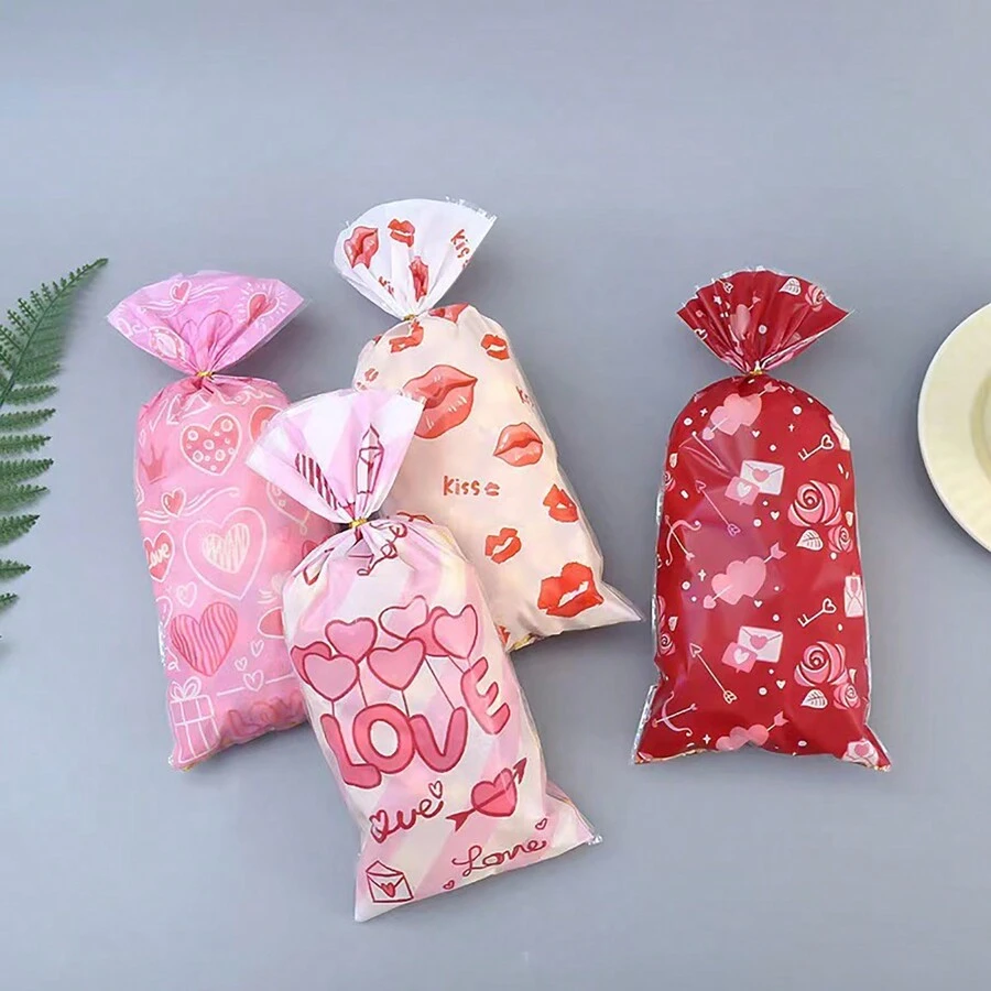 50入節日派對包裝袋,情人節派對禮物袋,四合一糖果袋 - 彩色 - 查看 1