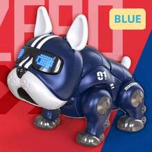 1 件裝唱歌跳舞鬥牛犬玩具狗模型紅藍顏色 - 藍色 - 查看 1