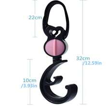 2pcs Plastic Baby Stroller Hooks, 360 Degree Rotatable Hook And Loop Hooks For Baby Stroller, Children Carriage Accessories - Black - View 2