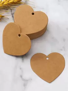 100 tấm thiệp giấy Kraft hình trái tim, thẻ gói quà để trang trí tiệc, Giáng sinh, ngày lễ tình nhân - Màu Khaki - Xem 1