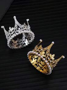 1頂女式流行珠寶鑲鑽皇冠,皇家風格 - 銀色 - 查看 4