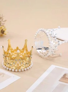 1頂女式流行珠寶鑲鑽皇冠,皇家風格 - 銀色 - 查看 3