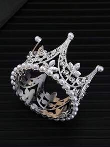 1頂女式流行珠寶鑲鑽皇冠,皇家風格 - 銀色 - 查看 1