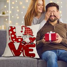 4 件情人节心形印花枕套（不含枕芯），非常适合情人节礼物和家居装饰 - 彩色 - 查看 4